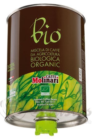 картинка Кофе Molinari Bio Organic, зерновой (3000 гр) жестяная банка от интернет магазина