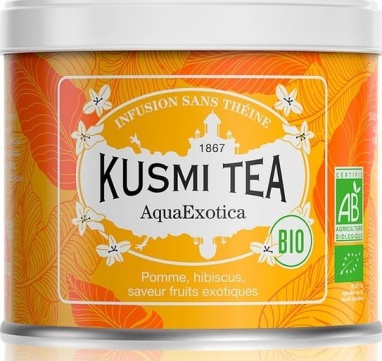 картинка Kusmi Tea AquaExotica (Травяной чай гибискус, манго), банка (100 гр) от интернет магазина