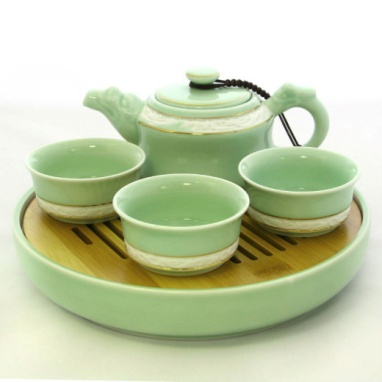 картинка Чайный сервиз с подставкой Цин Цы Тао Цзу, фарфор от интернет магазина