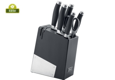 картинка Набор из 5 кухонных ножей, ножниц и блока для ножей с ножеточкой, серия Rut от интернет магазина