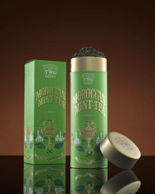 картинка Зеленый чай TWG Tea Moroccan Mint / Мороканский мятный, туба (100 гр) от интернет магазина