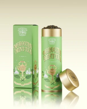 картинка Зеленый чай TWG Tea MOROCCAN MINT (Зелёный чай с марокканской мятой), туба (100 гр) от интернет магазина