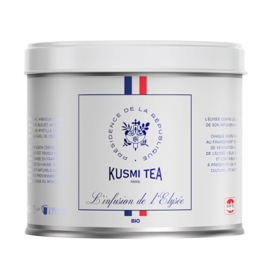 картинка Kusmi Tea L'INFUSION DE L'ELYSÉE (Смесь гибискуса и яблока со вкусом вишни и черники), банка (90 гр) от интернет магазина