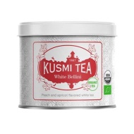 картинка Kusmi Tea White Bellini (Белый чай, персик, абрикос) банка (90 гр) интернет магазин являющийся официальным дистрибьютором в России 